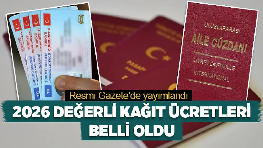 2026 değerli kağıt ücretleri belli oldu