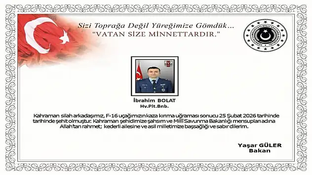F-16'da şehit olan pilotun kimliği açıklandı