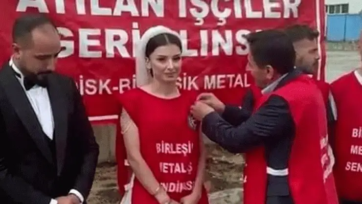 Düğün günü işten atıldı: Gelinliğiyle eylem çadırına gitti