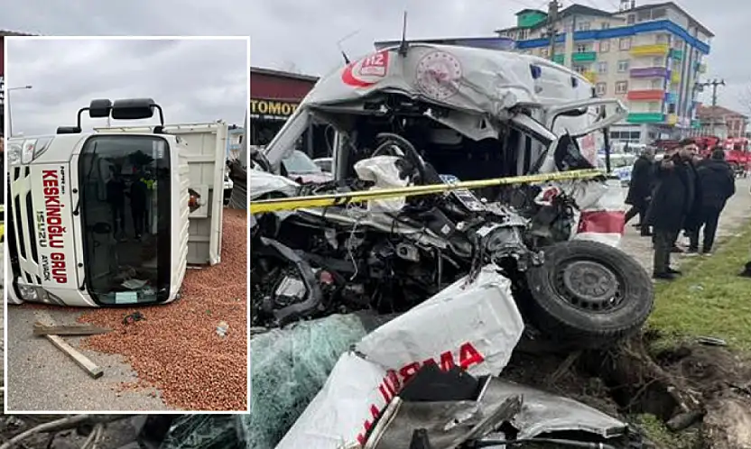 Ambulans ile kamyon çarpıştı: 1 ölü, 3 yaralı